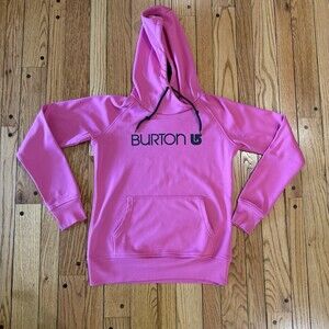 Burton Womens Medium Pink Hoodie Thumb Holes Fleece Lined Pullover